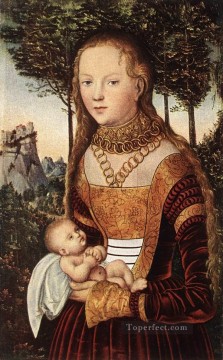 ルーカス・クラナハ長老 Painting - 若い母と子のルネッサンス ルーカス・クラナッハ長老